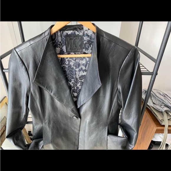 TRISTAN 100% genuine leather button up jacket, size medium - Picture 2 of 7